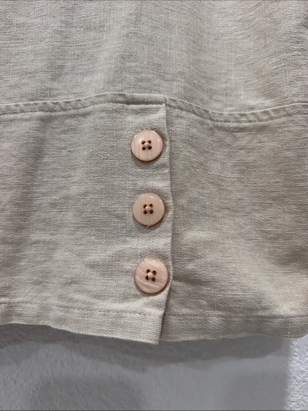 Sag Harbor Beige Short-Sleeve Linen Blend Button Front Shirt Medium - Picture 4 of 5